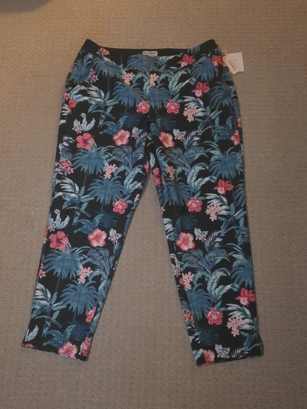 Tommy Bahama Everyday Active Floral Print Tropical Casual Pants Stetch Sz Large